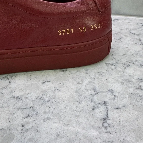 Common Projects Achilles Low BRICK (Wine) Leather Sneakers HTF Sz 38 WOMAN - Picture 5 of 11